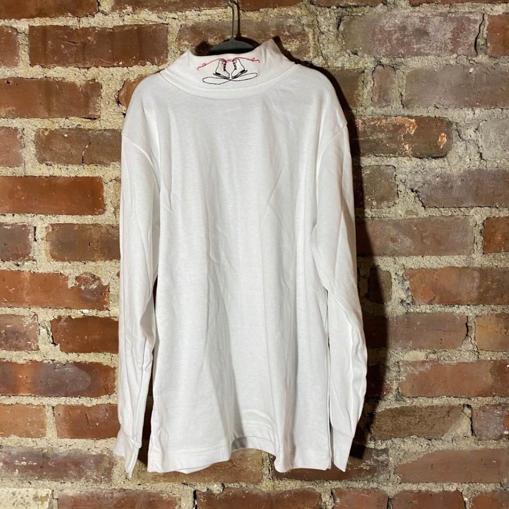 Vintage IMP Girl’s White Turtleneck EMBROIDERED